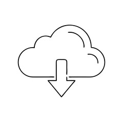 Poster - Cloud Download Icon in Thin Line Style, contour icon, thin line  