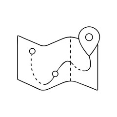 Poster - Map with Route Markers and Location Pin Illustration, contour icon, thin line  
