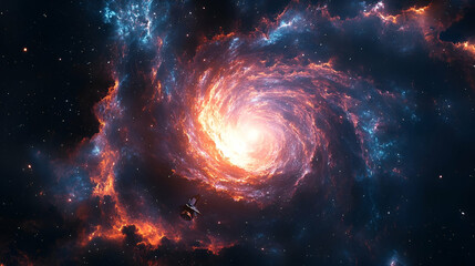Wall Mural - Cosmic spiral nebula in vibrant hues of space.