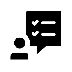 Aufkleber - Person completing a survey, simple icon, black and white, for websites