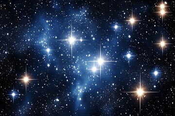 Poster - 	A starry outer space background filled with glowing white stars scattered across a deep navy cosmic sky