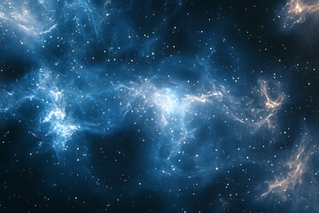 Poster - 	A starry outer space background filled with glowing white stars scattered across a deep navy cosmic sky