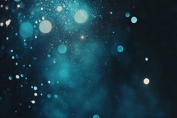 Poster - 5.	A surreal poster design of glowing orbs orbiting through a teal and indigo galaxy with shimmering stardust