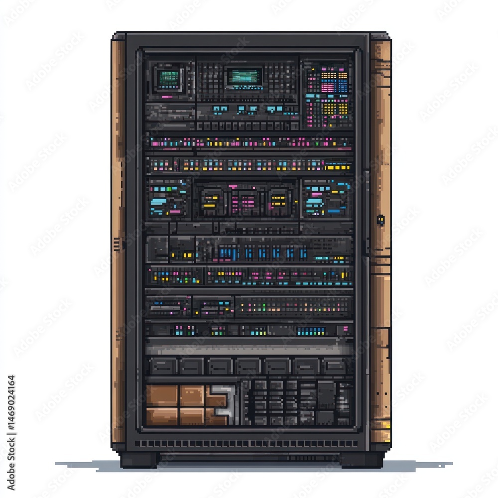 Retro Tech Rack, Studio, Pixel Art, 80s Aesthetic, Music Production の ...