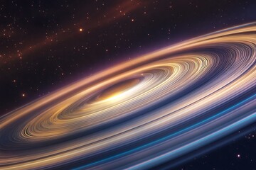 Poster - Rings of cosmic energy swirling around an invisible source, glowing with teal and violet streaks