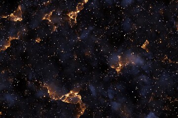 Poster - Seamless cosmic texture with glowing star clusters, deep black voids, and subtle violet stardust. 