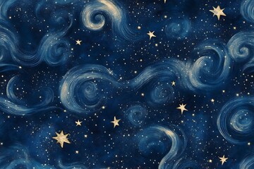 Poster - seamless outer space background with tinny star