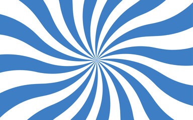 Aufkleber - Abstract vibrant, swirling sunburst with curved blue and white rays. Twist spiral pattern with hypnotic and energetic visual effect. Clean, minimalistic aesthetic bright, stylized sunrise or burst 