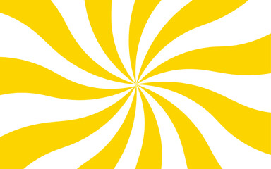 Fototapete - Abstract vibrant, swirling sunburst with curved yellow and white rays. Twist spiral pattern with hypnotic and energetic visual effect. Clean, minimalistic aesthetic bright, stylized sunrise or burst 