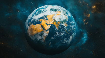 Wall Mural - A detailed digital rendering of Earth in space.