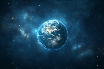 Wall Mural - Celestial sphere featuring a luminous planet.