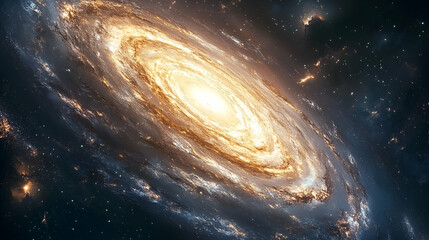 Wall Mural - A spiral galaxy, radiant and vast, in cosmic expanse.
