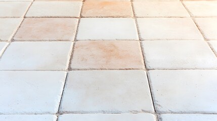 Poster - White and Beige Square Tiles Floor Texture
