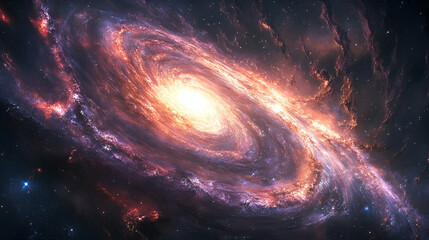 Wall Mural - A spiral galaxy's vibrant colors and celestial dust.