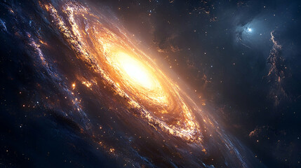 Wall Mural - A vibrant spiral galaxy glows in the vastness of space.