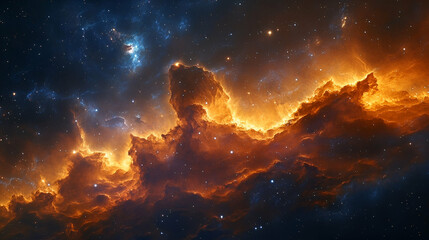 Wall Mural - Cosmic nebulae display of fiery celestial clouds.