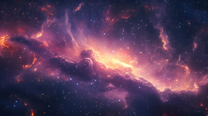 Wall Mural - Cosmic nebulae's vibrant interstellar formations.
