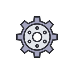 - Stylized Gear Wheel on Black Backdrop symbolizing mechanical automation