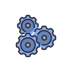 Poster - Three interlocked blue gears on a black background symbolizing mechanics