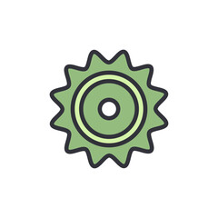 Poster - Stylized green sprocket wheel with jagged edges against a white backdrop