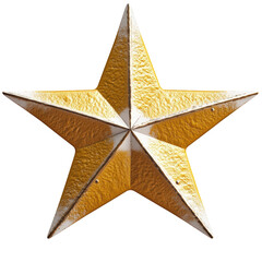 Poster - A shimmering gold star symbolizing achievement and success against a soft, blurred background of warm colors and light isolated on transparent background..