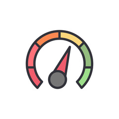 Poster - Abstract illustration of a speedometer indicating moderate performance levels