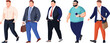 © Jolly J Icon - Body positive set of plus-size business men in fashion style