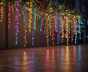 Wall Mural - Vibrant multicolored Christmas lights illuminating a festive scene , Christmas lights,  holiday