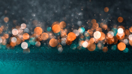 Aufkleber - Orange white green illuminated spots on black, grainy gradient background, color noise texture effect, copy space 10949373 2