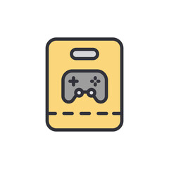 Leinwandbilder - Modern game card illustration with stylized controller icon on yellow background