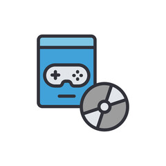 Leinwandbilder - Blue boxed games icon illustration with a physical video game disc media