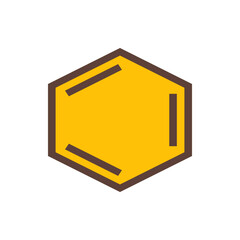 Poster - A golden hexagon with a brown border and three brown lines inside the hexagon at different angles