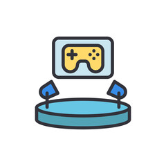 Leinwandbilder - Vector Illustration of a Gaming Arena with a Controller Displayed