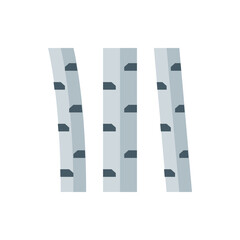 Poster - Illustration of three stylized birch tree trunks with dark markings against a white background scene