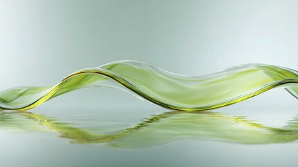 Poster - Elegant Green Abstract Background with Curved Transparent Wave