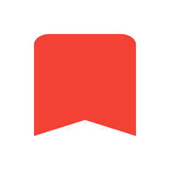 Poster - Illustration of a red bookmark tag with rounded corners and a v shaped cut at the bottom edge design
