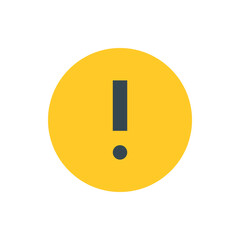 Poster - A yellow circle containing a dark gray exclamation mark with a dot below it indicating a warning sign