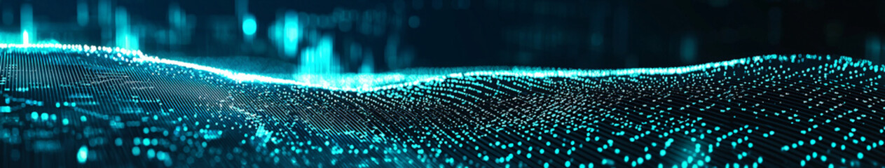 Poster - Futuristic digital landscape showcasing AI-powered investment insights, data analytics, and algorithm-driven financial growth concepts.

