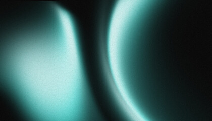 Poster - abstract teal and aqua fluid curves on black background.