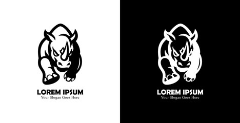 Aufkleber - The logo design is in the form of a running rhinoceros with a front view