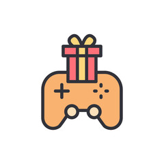 Leinwandbilder - Festive gaming: holiday gift atop game controller illustration icon