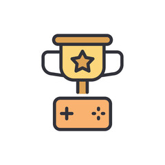 Leinwandbilder - Golden gaming trophy standing atop a controller for esports champion