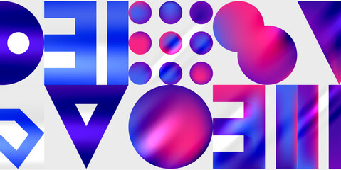 Leinwandbilder - Abstract geometric shapes, vibrant purple, blue hues dominate composition. Modern design, dynamic visual elements present.