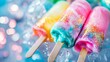 © Juan - Colorful popsicles stacked with sprinkles refreshing summer dessert creative vibrant icy snack fruity pastel