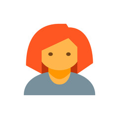 Poster - Illustration of a woman with orange hair and a blue shirt in a minimalist and geometric style design art