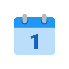Poster - Illustration of a blue calendar icon with the number one displayed prominently in the center of the page