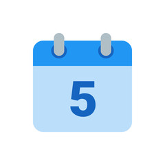 Poster - Illustration of a blue calendar icon with the number five displayed prominently in the center area