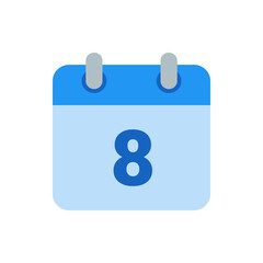 Poster - Illustration of a blue calendar icon displaying the number eight on a light blue background design view