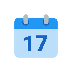 Poster - Illustration of a blue calendar icon displaying the number seventeen in a light blue background shade
