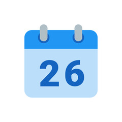 Poster - Illustration of a blue calendar icon with the number twenty six displayed prominently in the center area